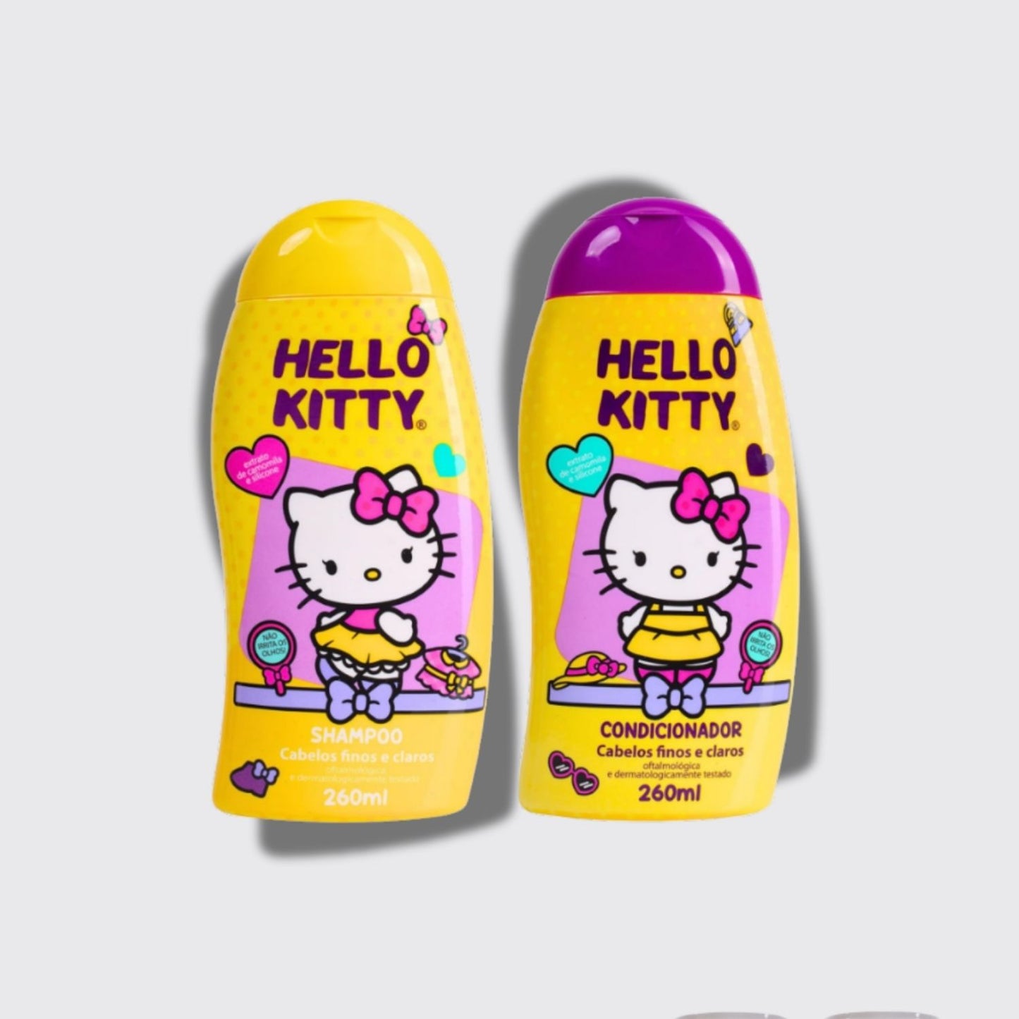 Kit Cia da Natureza Hello Kitty Shampoo e Condicionador Cabelos Finos Claros 260 ml