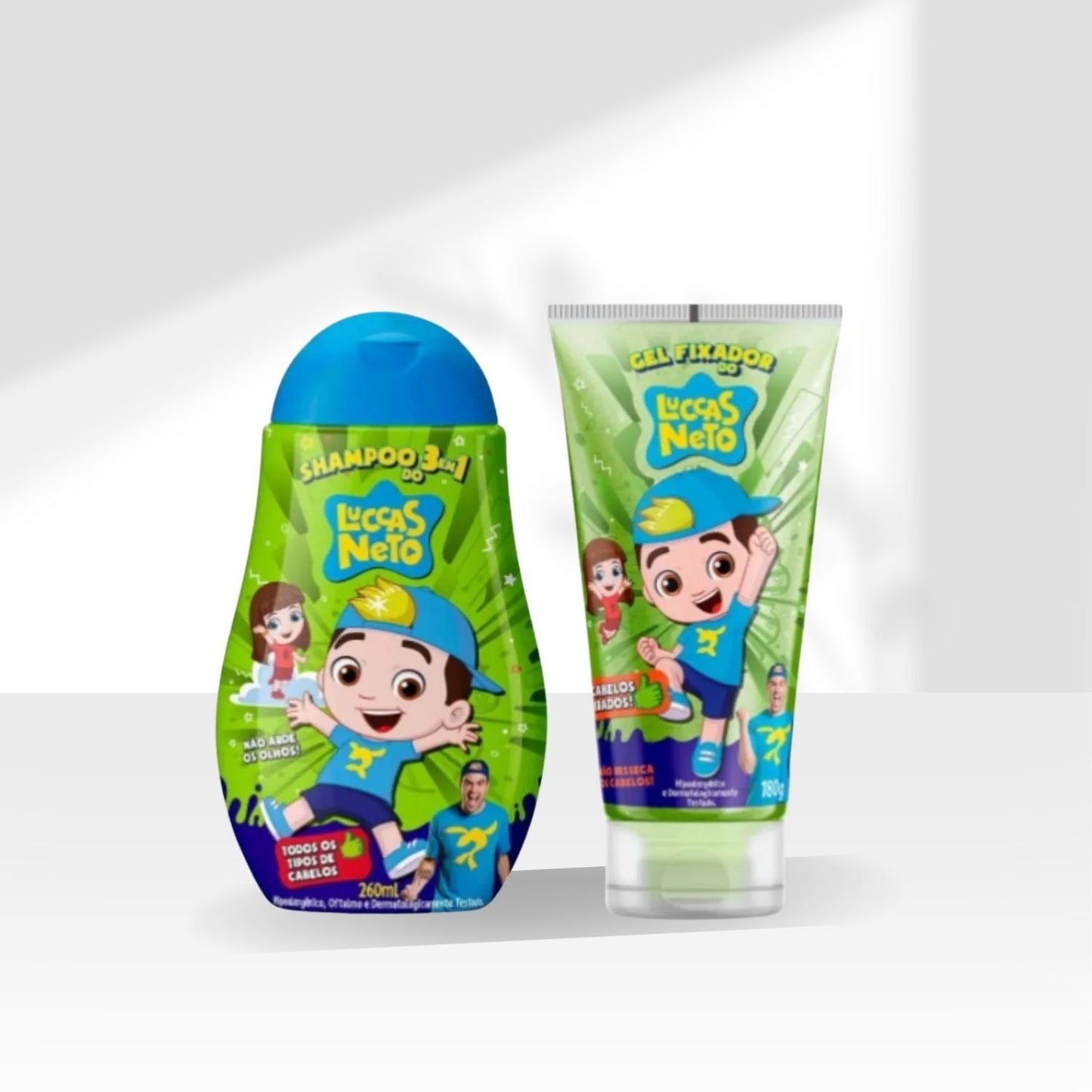 Cia da Natureza Luccas Neto Combo Shampoo 3 em 1 Gel Fixador