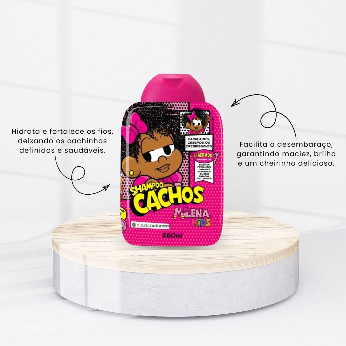 Shampoo Cia da Natureza Milena Kids Cachos para Cabelo Cacheado 260 ml