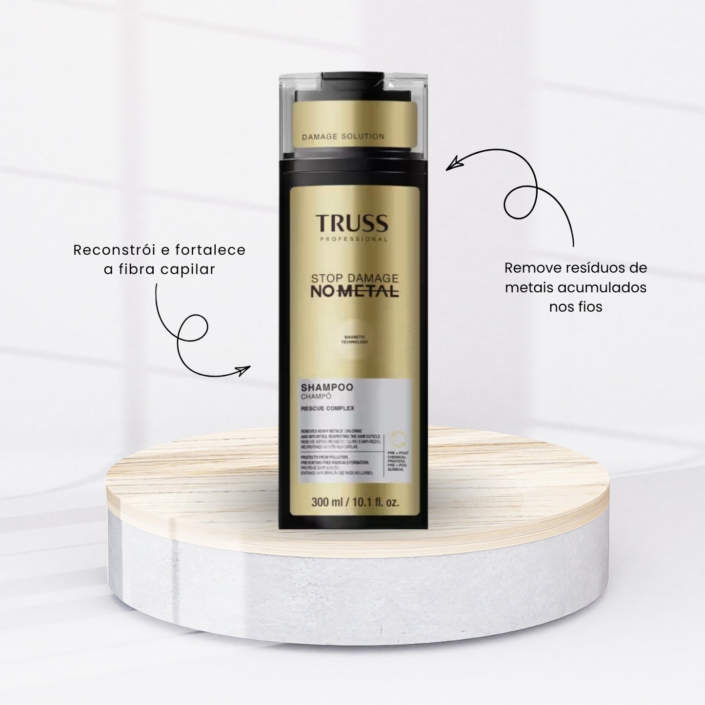 Shampoo TRUSS Stop Damage No Metal Reconstrução 300 ml