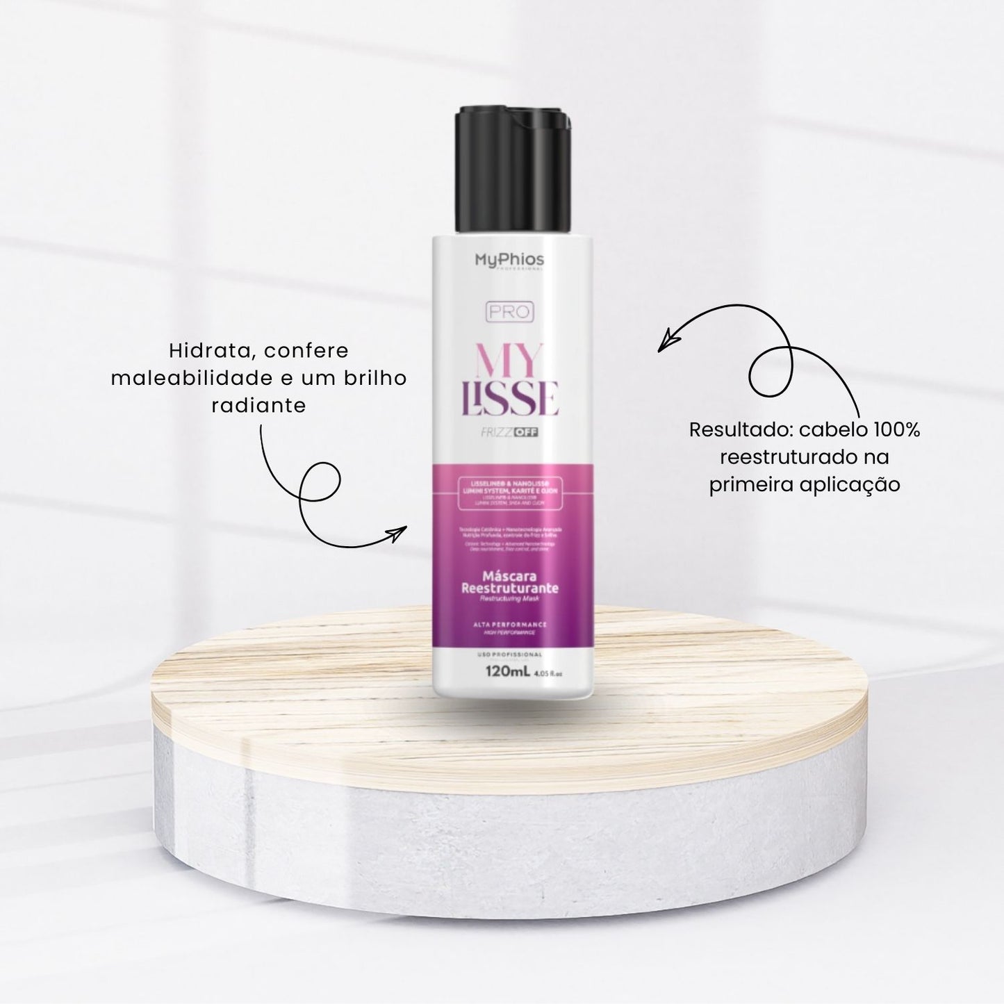 Máscara MyPhios Pro My Lisse Frizz Off Reestruturante Reducao Frizz 120 ml