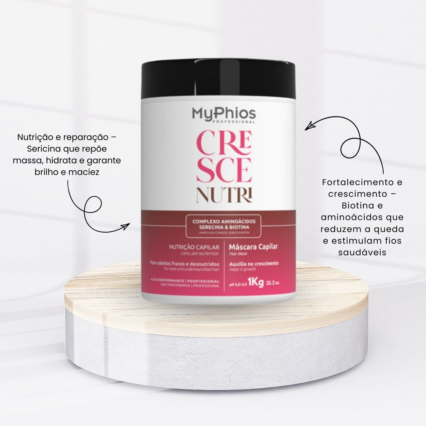 Máscara MyPhios Cresce Nutri Fortalecimento e Máscara de Nutrição Capilar 1 Kg