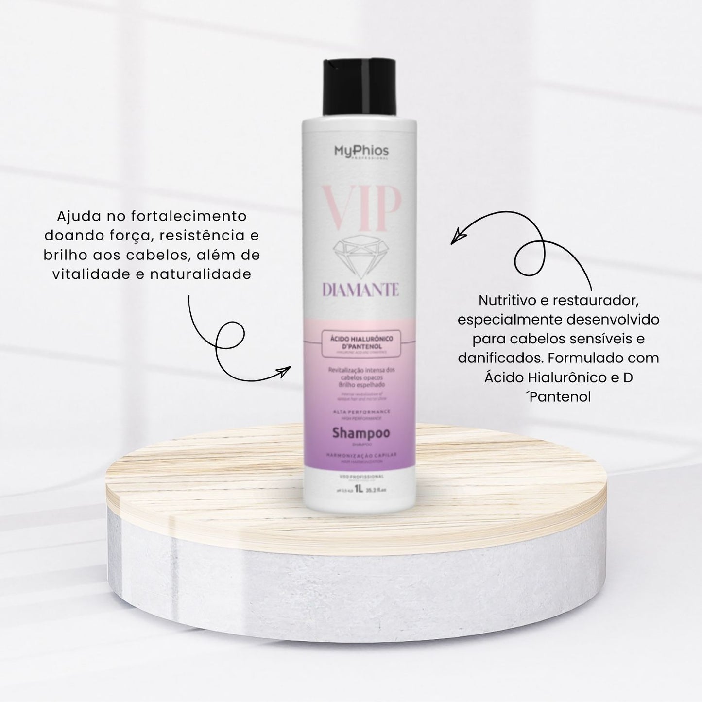 Shampoo MyPhios VIP Diamante Brilho e Maciez 1 Litro