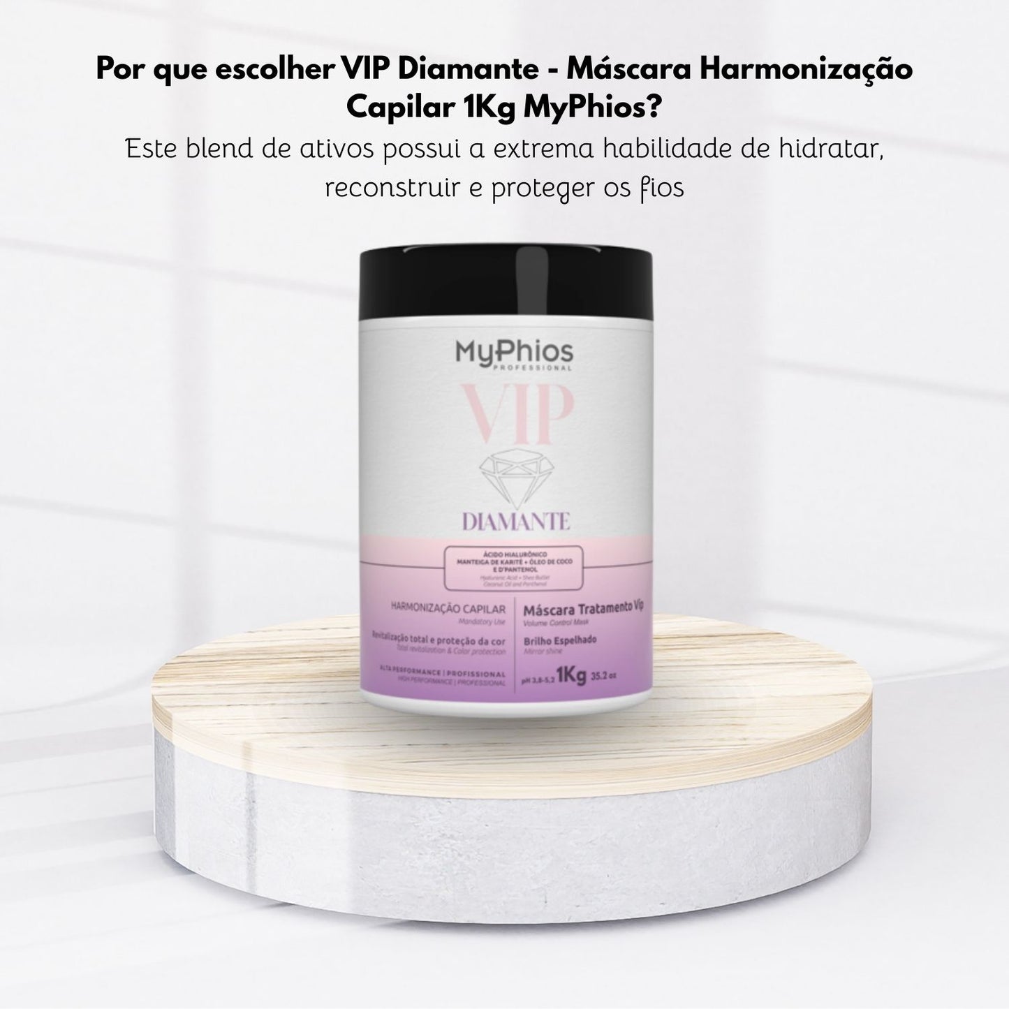 Máscara MyPhios VIP Diamante Máscara de Hidratação e Brilho Intenso 1 Kg