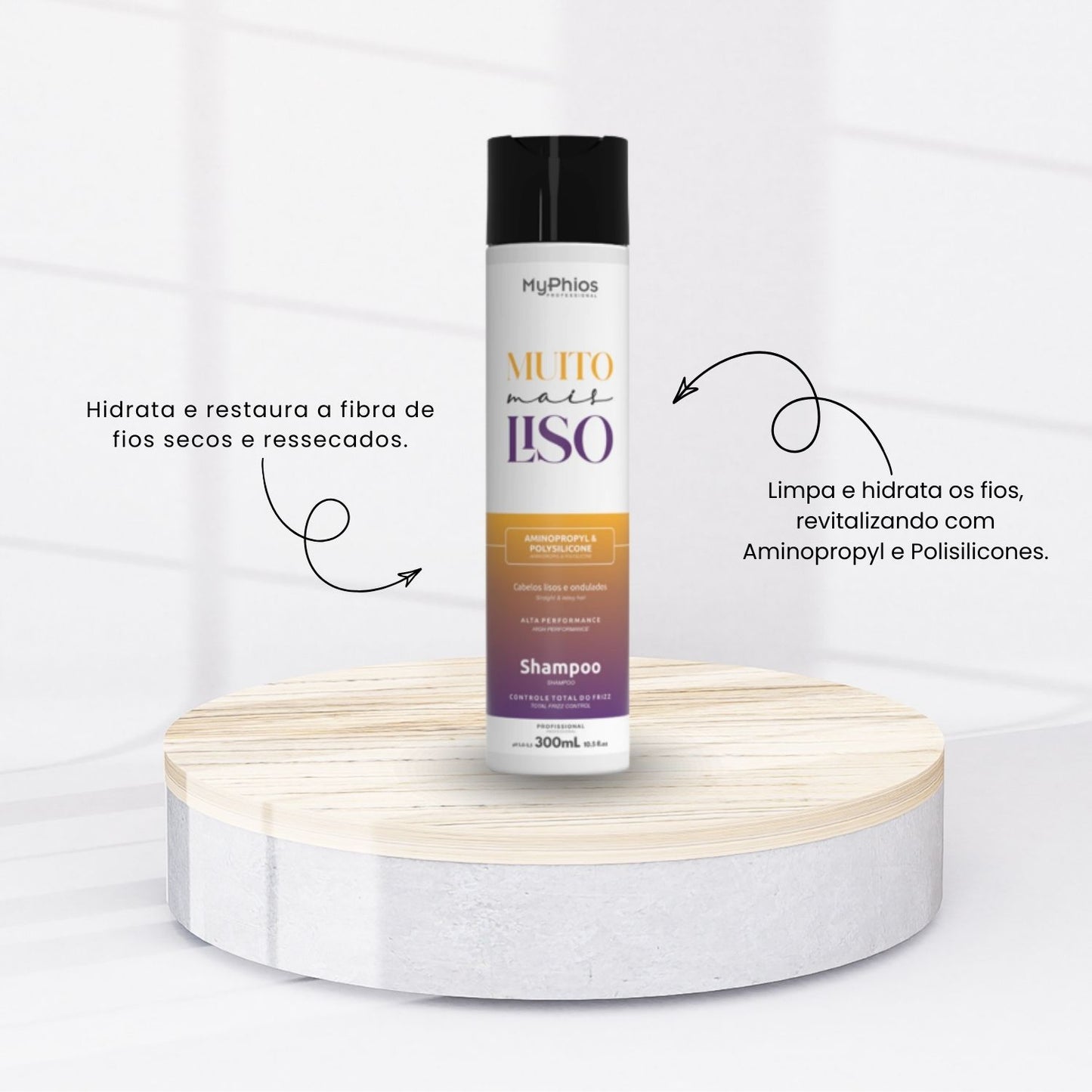 Shampoo MyPhios Muito Mais Liso Redução de Frizz 300 ml