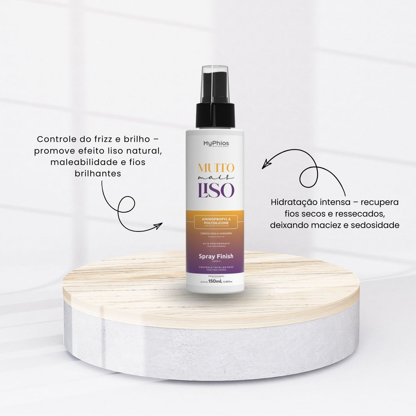 Spray MyPhios Finalizador Muito Liso Controle de Frizz e Brilho 150 ml