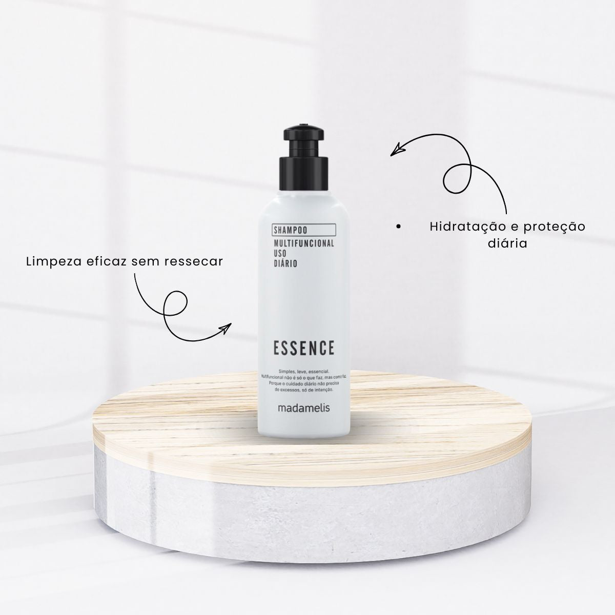 Shampoo Madamelis Essence Uso Diário Limpeza Suave e Brilho 250 ml