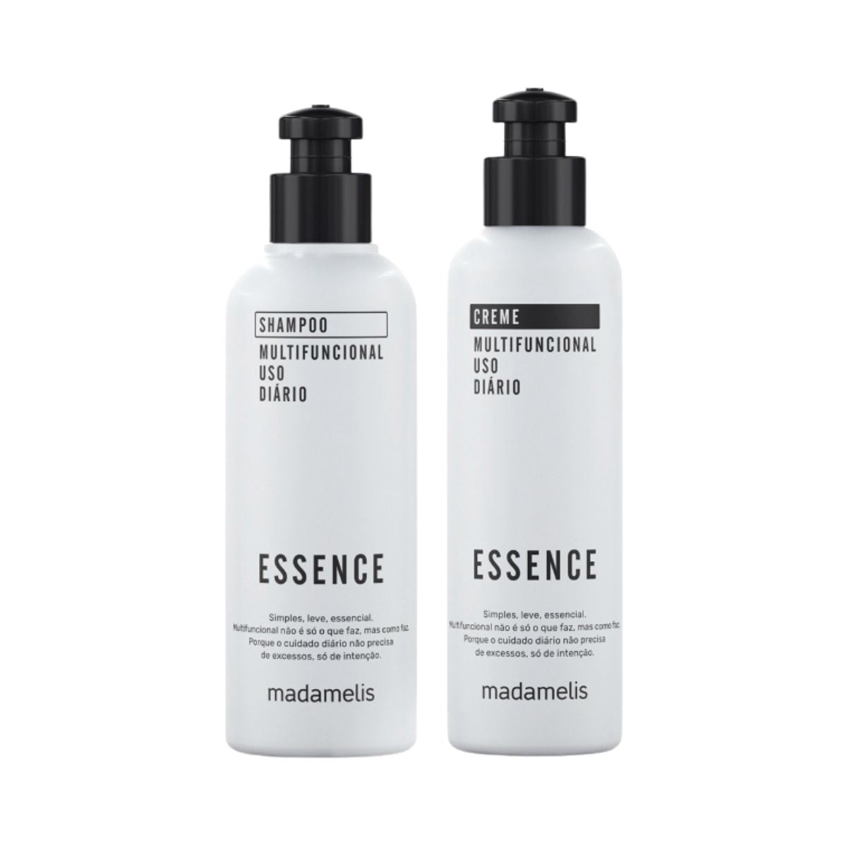 Shampoo Madamelis Kit e Creme Essence Uso Diário Brilho e Maciez 250 ml