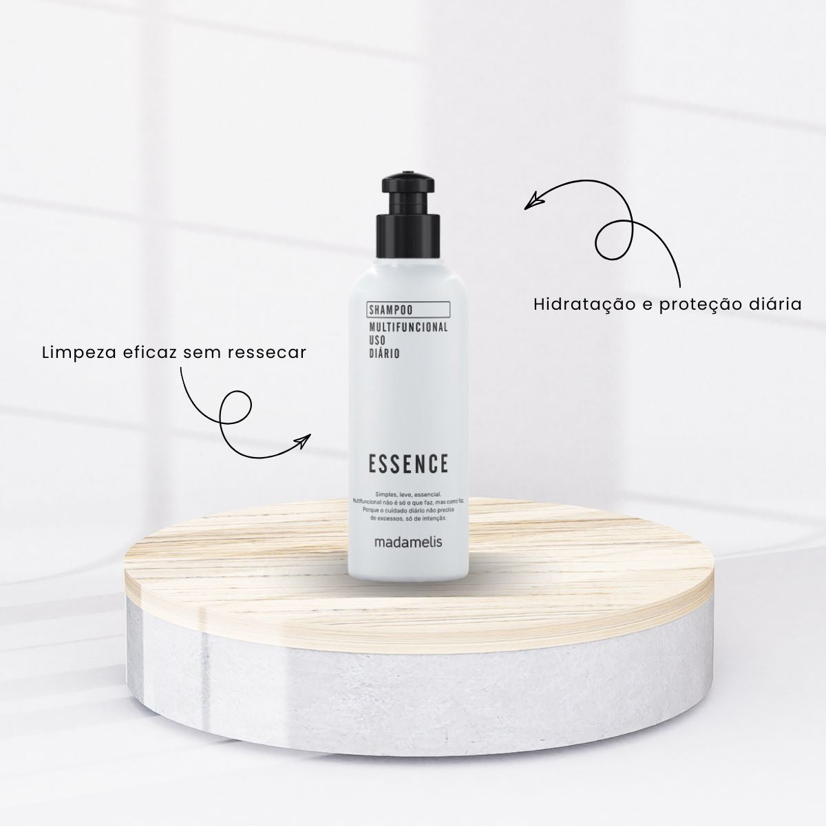 Shampoo Madamelis Kit e Creme Essence Uso Diário Brilho e Maciez 250 ml