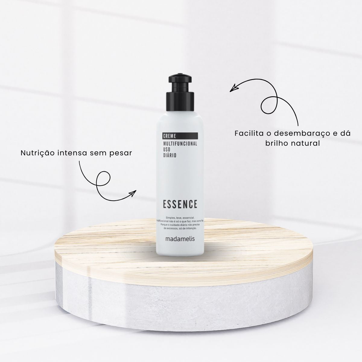 Shampoo Madamelis Kit e Creme Essence Uso Diário Brilho e Maciez 250 ml