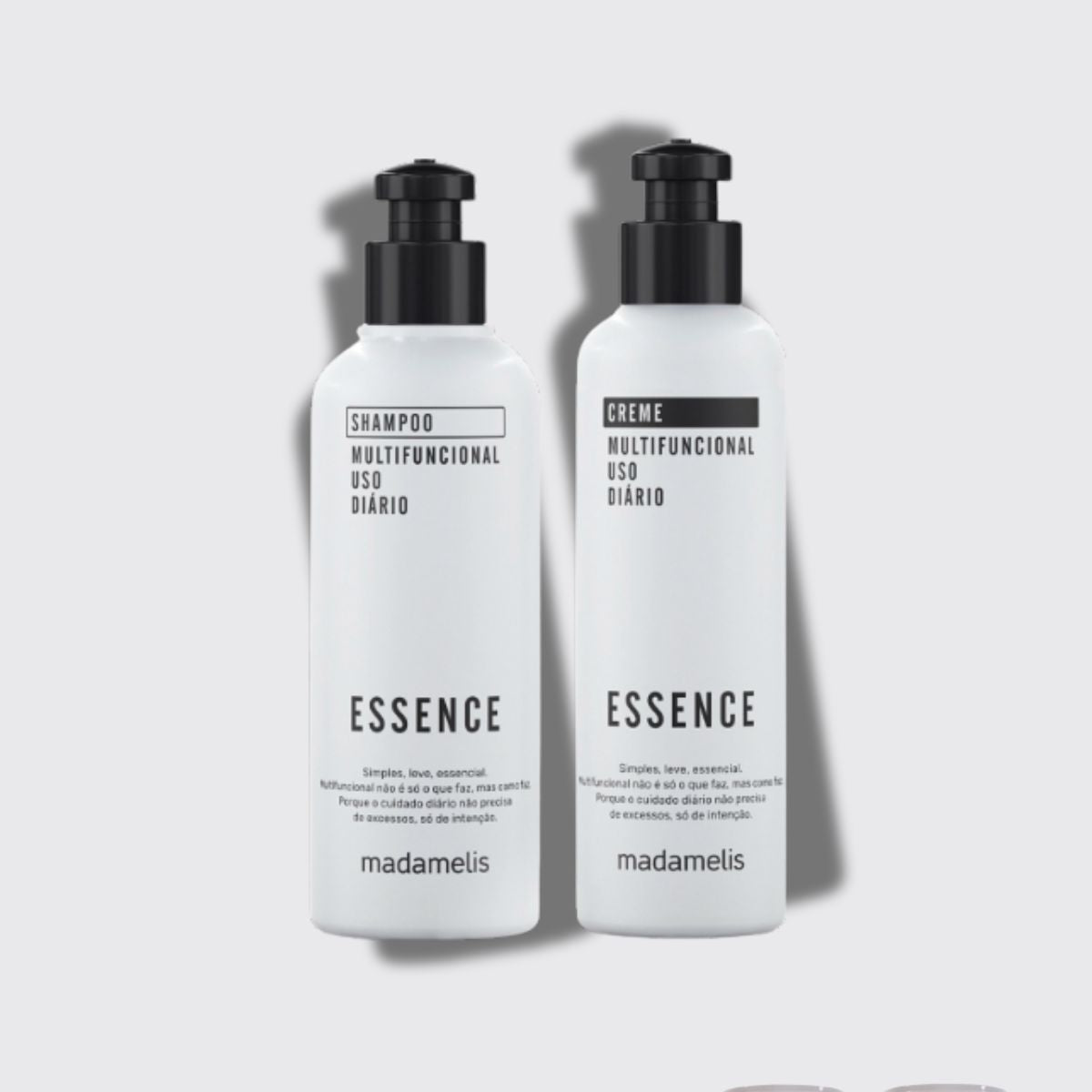 Shampoo Madamelis Kit e Creme Essence Uso Diário Brilho e Maciez 250 ml