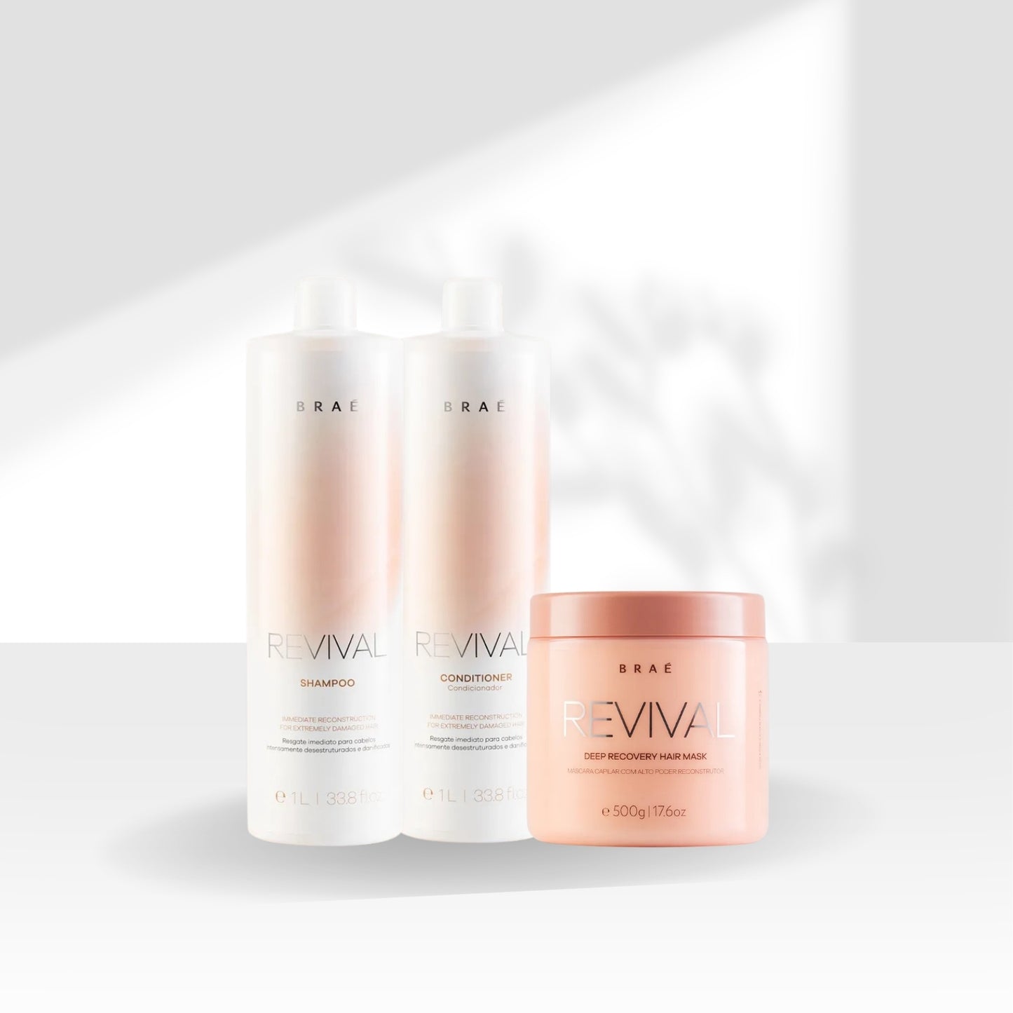 Kit Braé Revival Shampoo 1 Litro + Condicionador 1 Litro + Máscara 500 g