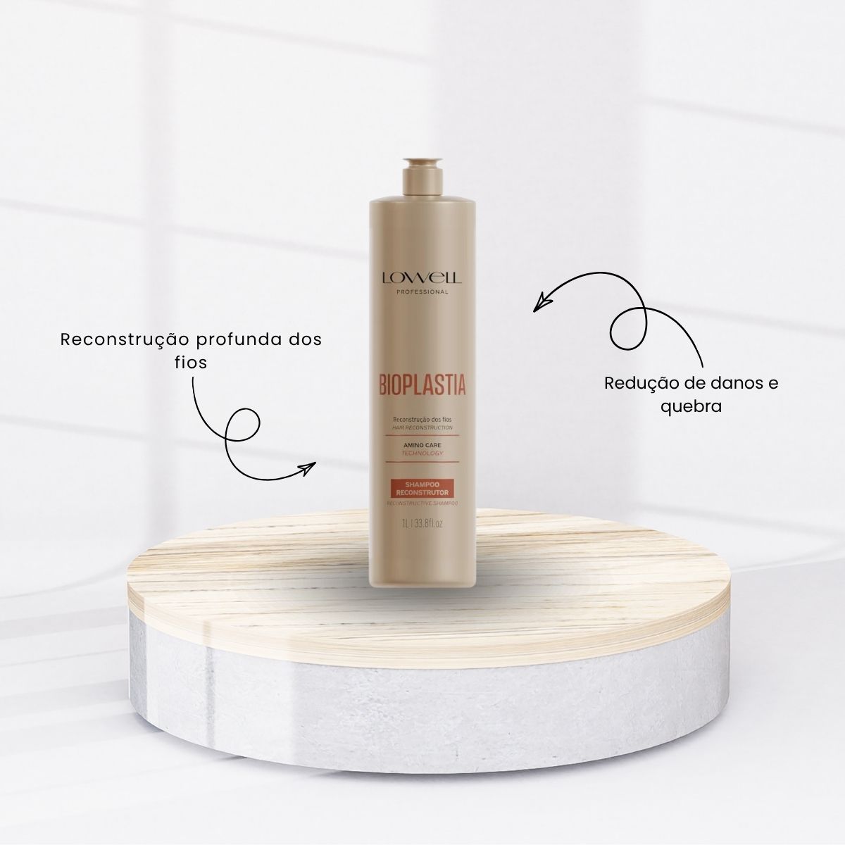 Shampoo Lowell Bioplastia Reconstrói Cabelos Danificados 1 Litro