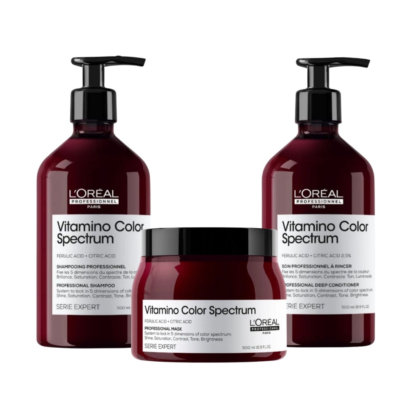 Kit Loreal Vitamino Color Spectrum Shampoo, Condicionador e Máscara 500 ml