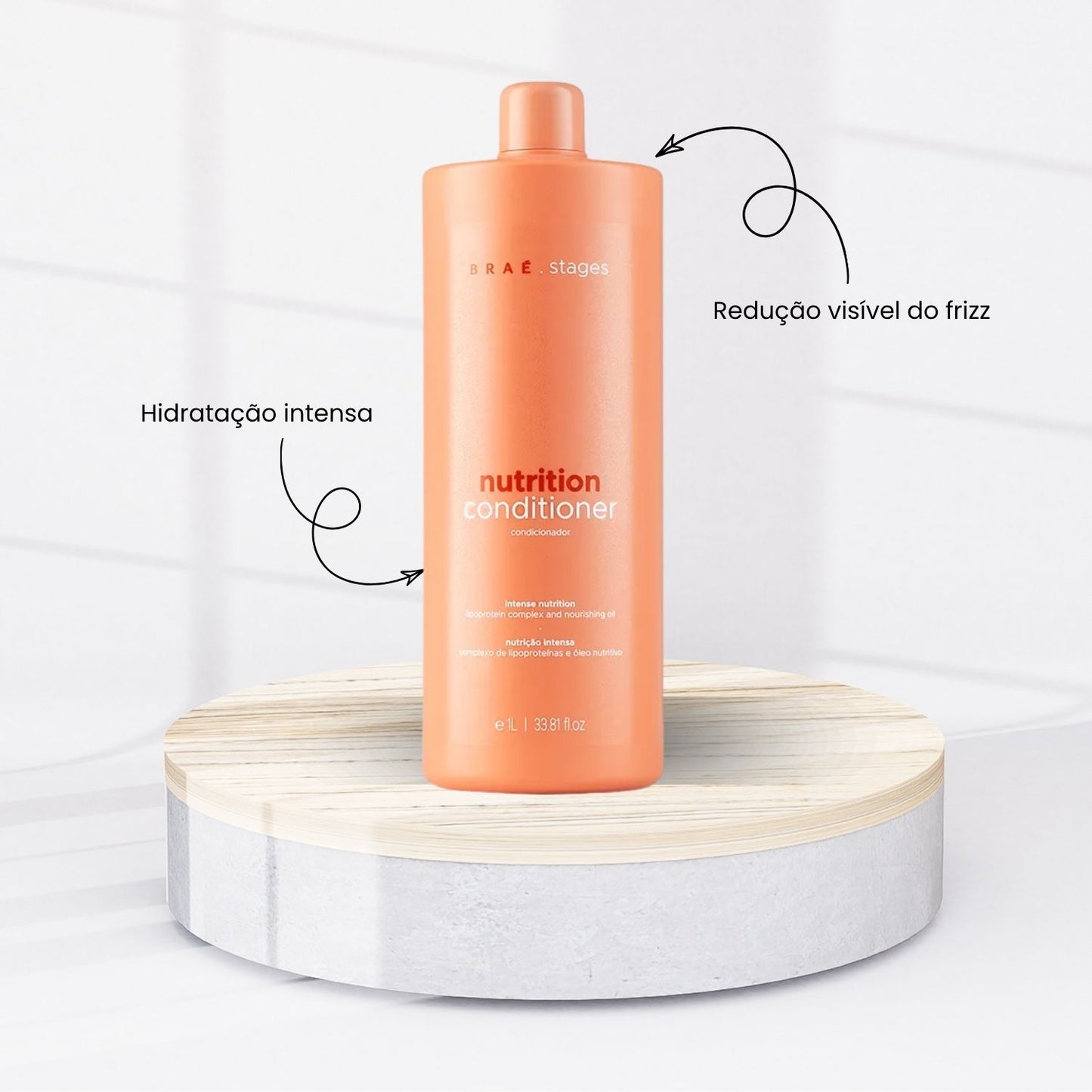 Condicionador Braé Stages Nutrition Hidratação Cabelos Danificados 1 Litro