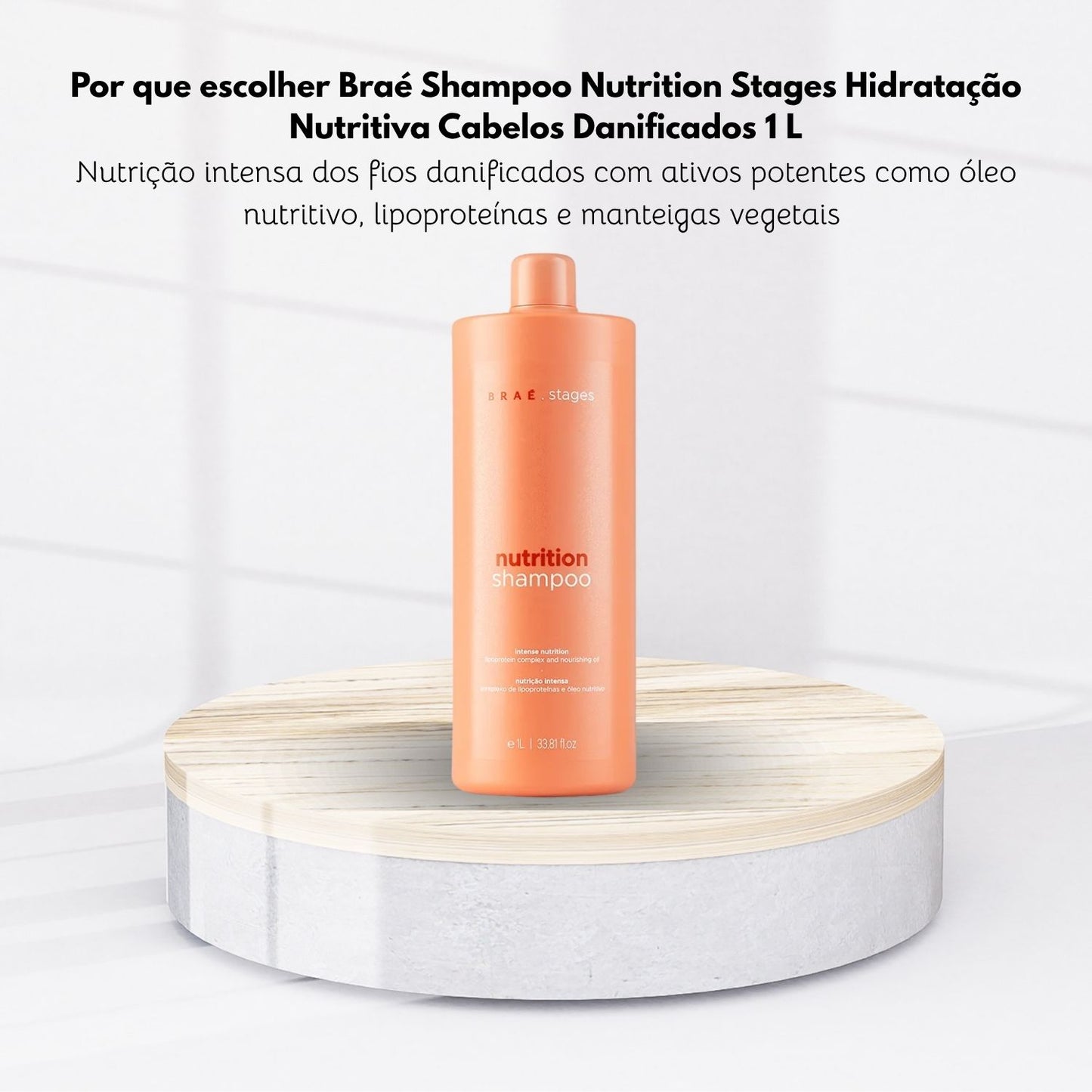Shampoo Braé Nutrition Stages Shampoo Hidrante para Cabelos Danificados 1 Litro