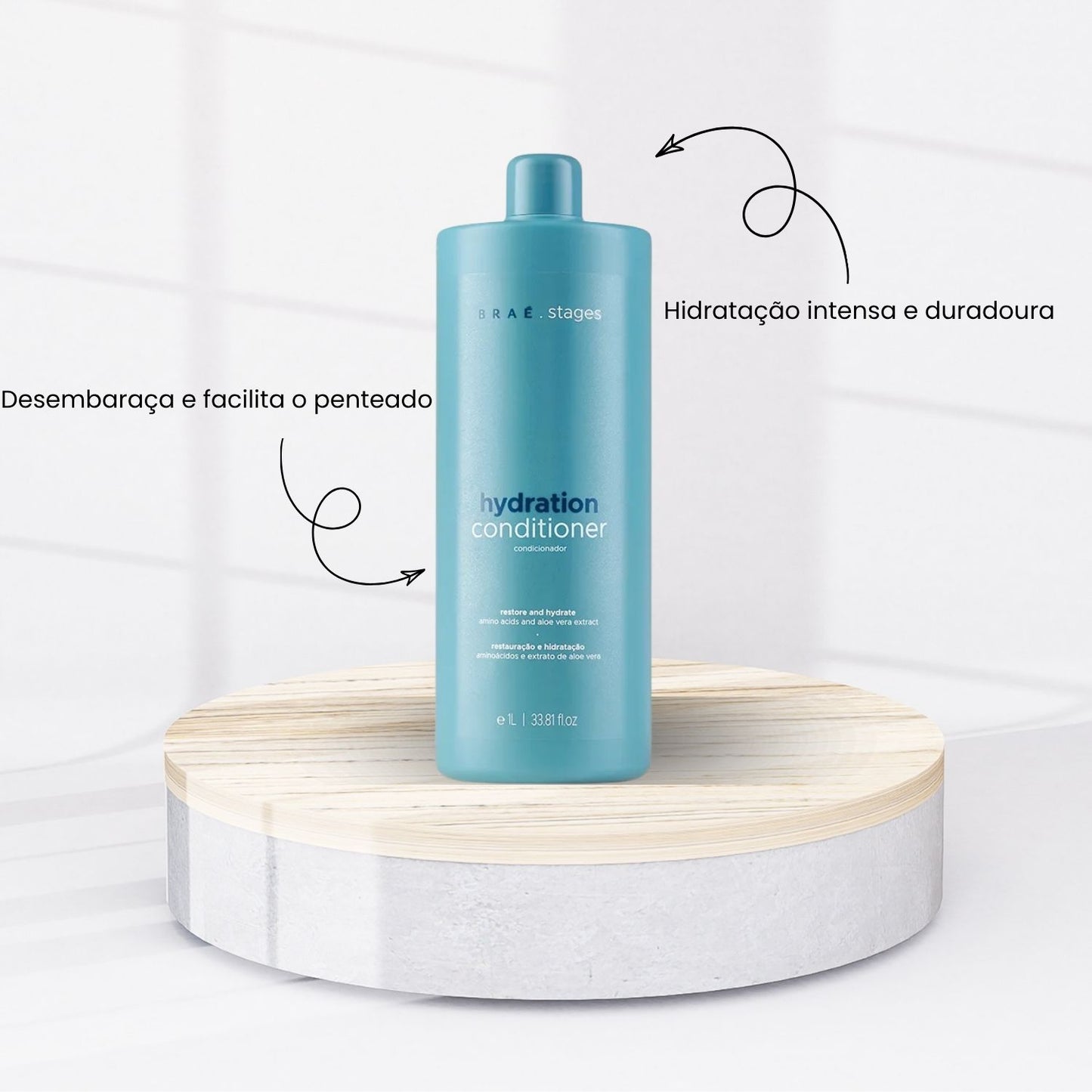 Condicionador Braé Stages Hydration Hidratação Intensiva Cabelos Danificados 1 Litro