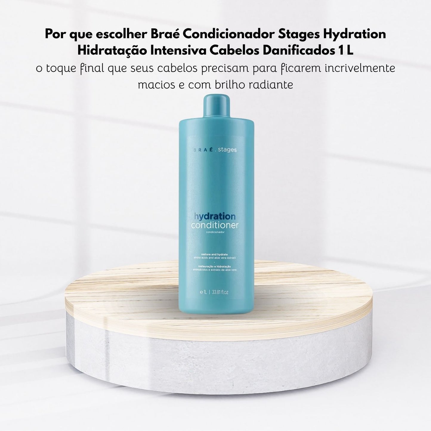 Condicionador Braé Stages Hydration Hidratação Intensiva Cabelos Danificados 1 Litro