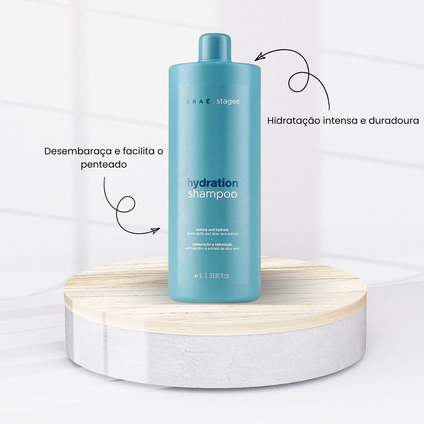 Shampoo Braé Stages Hydration Shampoo Hidratante para Cabelos Danificados 1 Litro