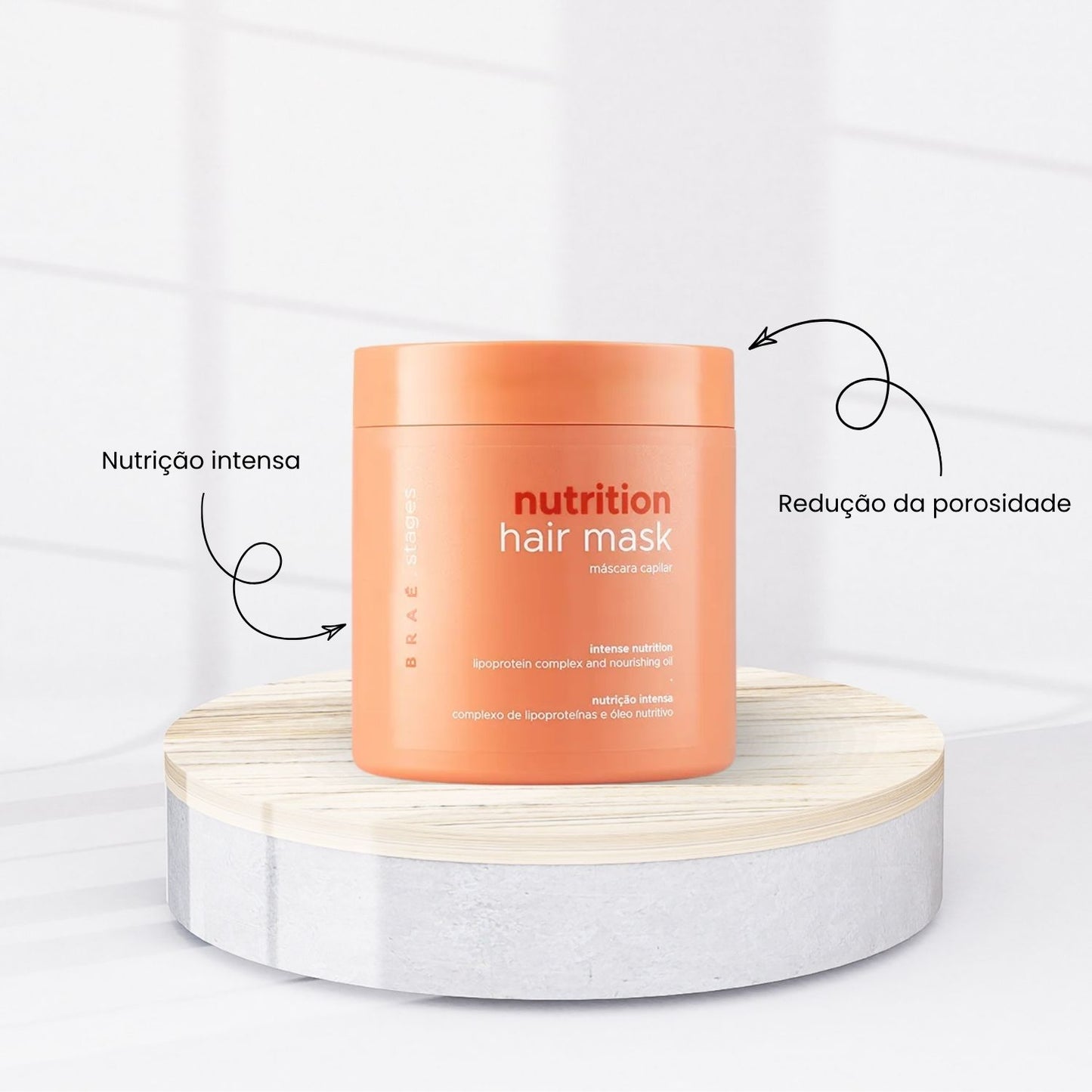 Máscara Braé Stages Nutrition Máscara de Nutrição Profunda Cabelos Danificados 500 g