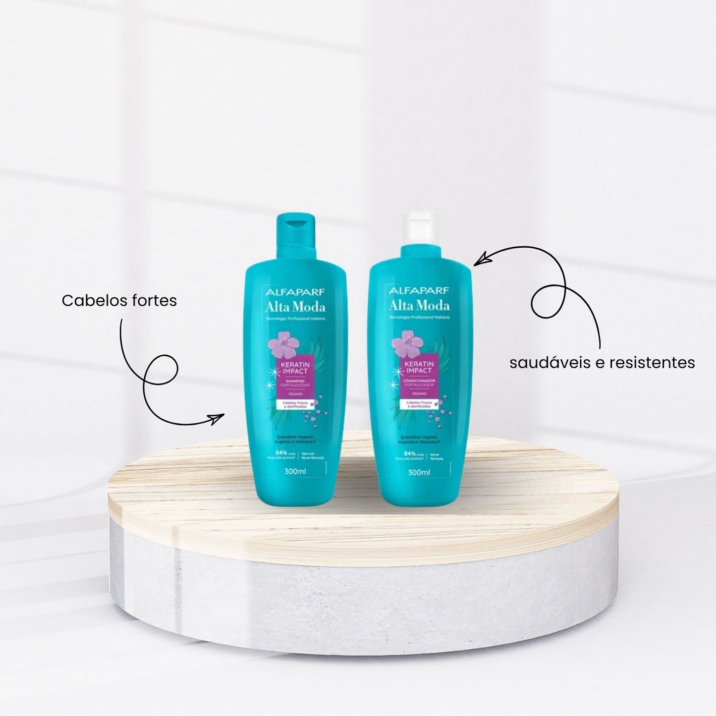 Kit Alfaparf Alta Moda Keratin Impact Shampoo e Condicionador Fortalecedor 300 ml