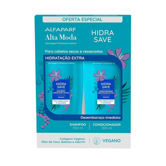 Kit Alfaparf Alta Moda Hidra Save Shampoo e Condicionador Hidratação Nutrição 300 ml