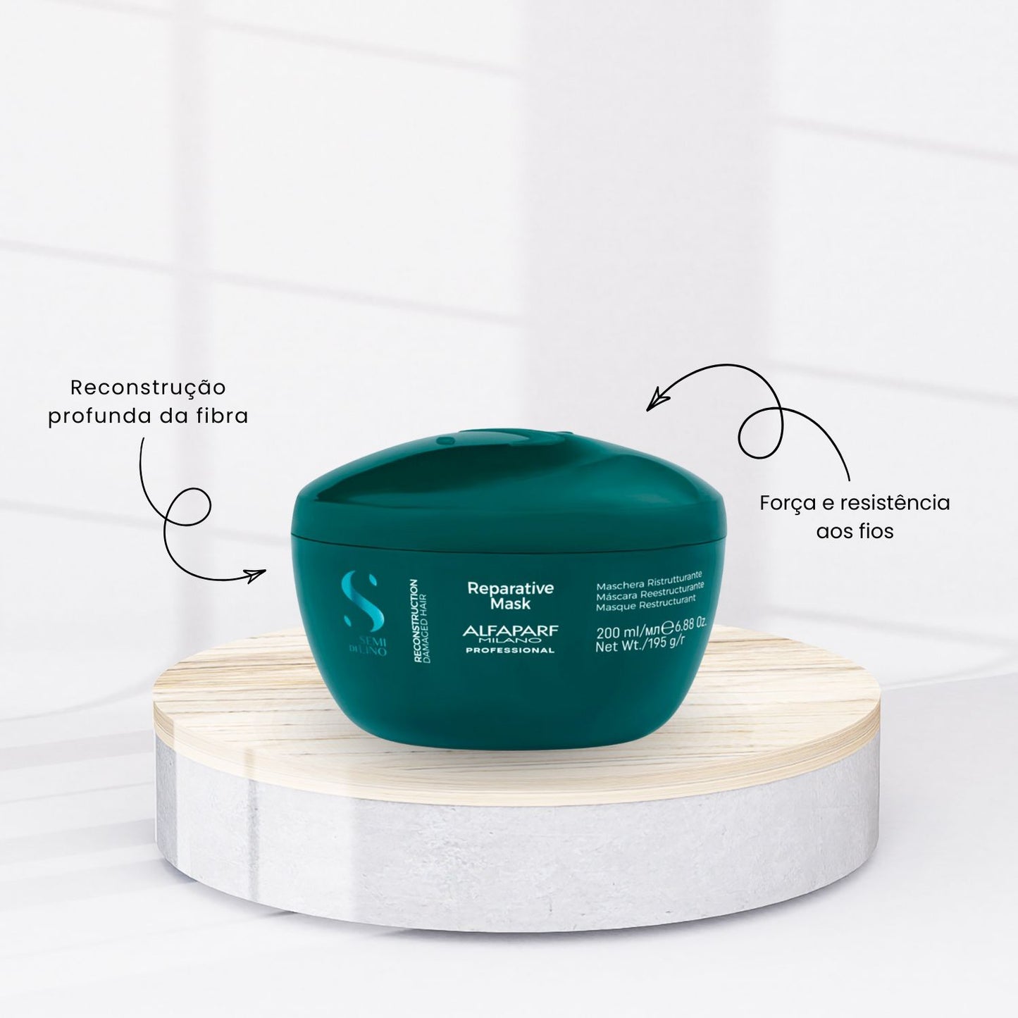 Kit Alfaparf Semi Di Lino Cronograma Capilar Máscara de Hidratação Nutrição Reconstrução 3 x 200 ml