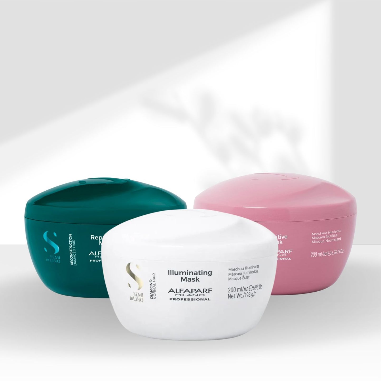 Kit Alfaparf Semi Di Lino Cronograma Capilar Máscara de Hidratação Nutrição Reconstrução 3 x 200 ml