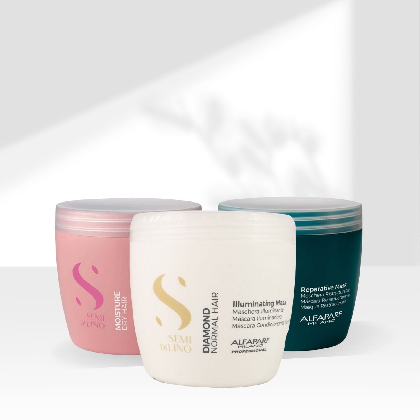 Kit Alfaparf Semi Di Lino Cronograma Capilar  Máscara de Hidratação Nutrição Reconstrução 3 x 500 ml