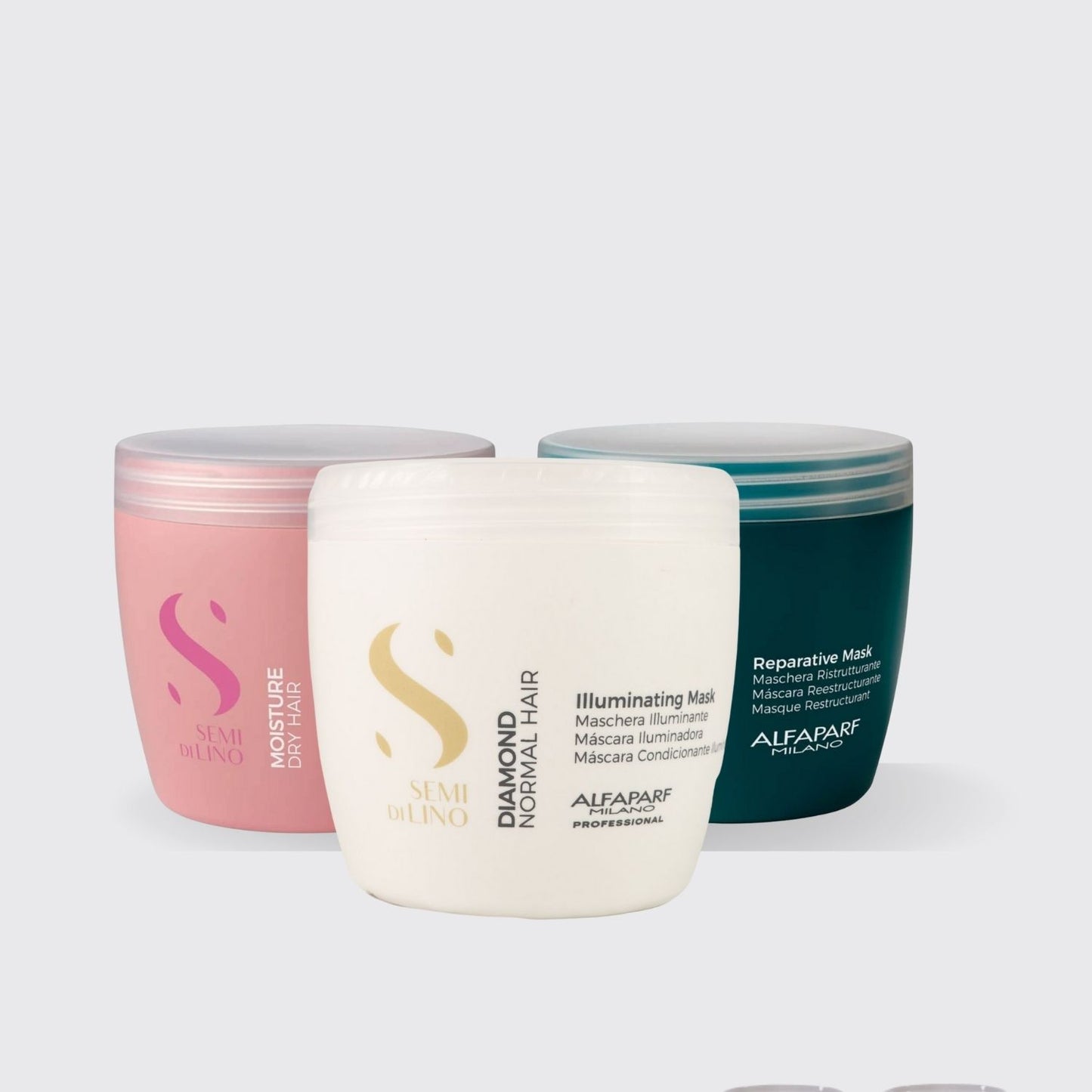 Kit Alfaparf Semi Di Lino Cronograma Capilar  Máscara de Hidratação Nutrição Reconstrução 3 x 500 ml