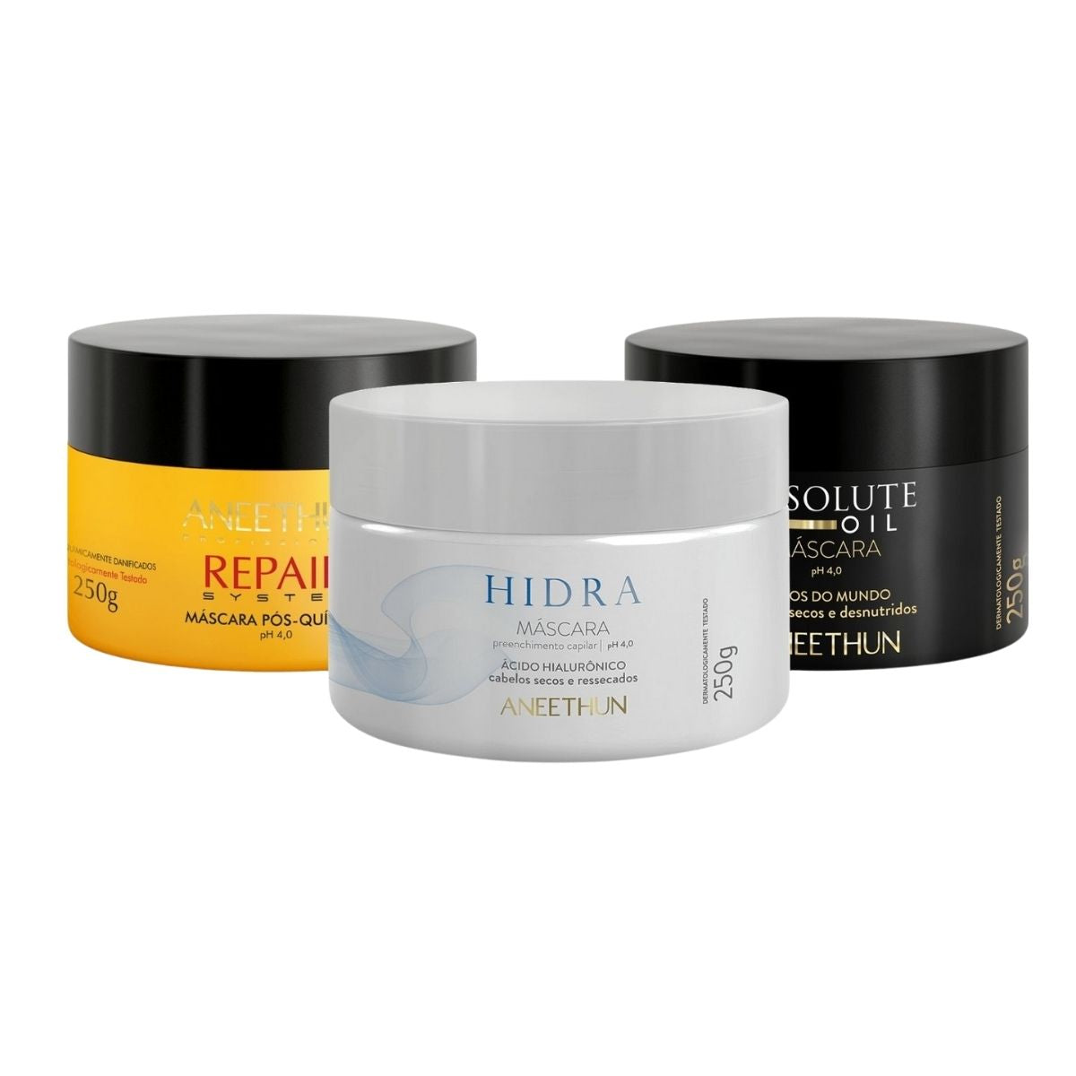 Kit Aneethun Cronograma Capilar  Máscara de Hidratação Nutrição Reconstrução 3 x 250 g