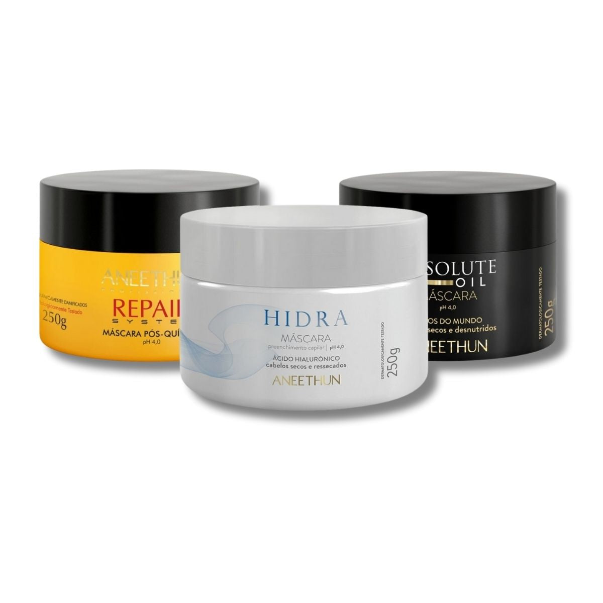 Kit Aneethun Cronograma Capilar  Máscara de Hidratação Nutrição Reconstrução 3 x 250 g