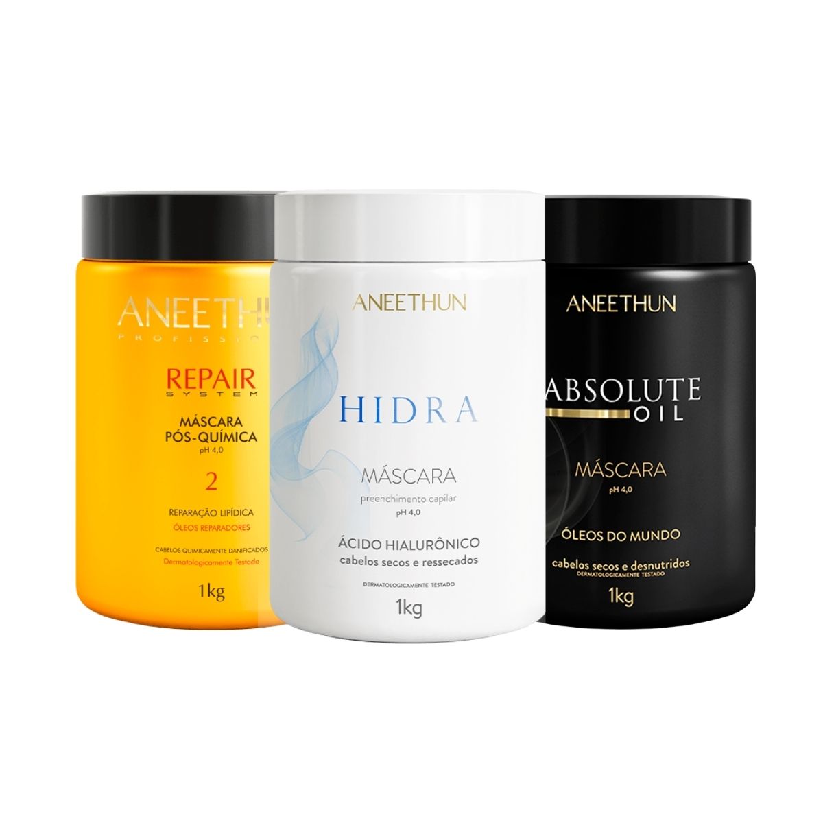 Kit Aneethun Cronograma Capilar  Máscara de Hidratação Nutrição Reconstrução 3 x 1 Kg