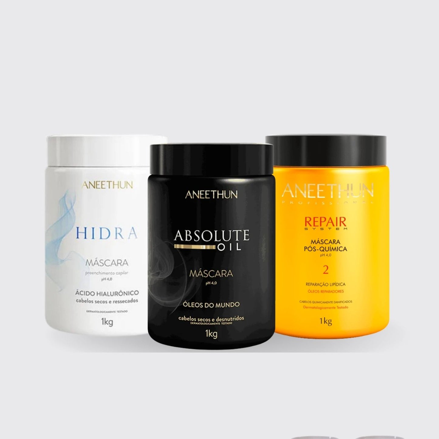 Kit Aneethun Cronograma Capilar  Máscara de Hidratação Nutrição Reconstrução 3 x 1 Kg