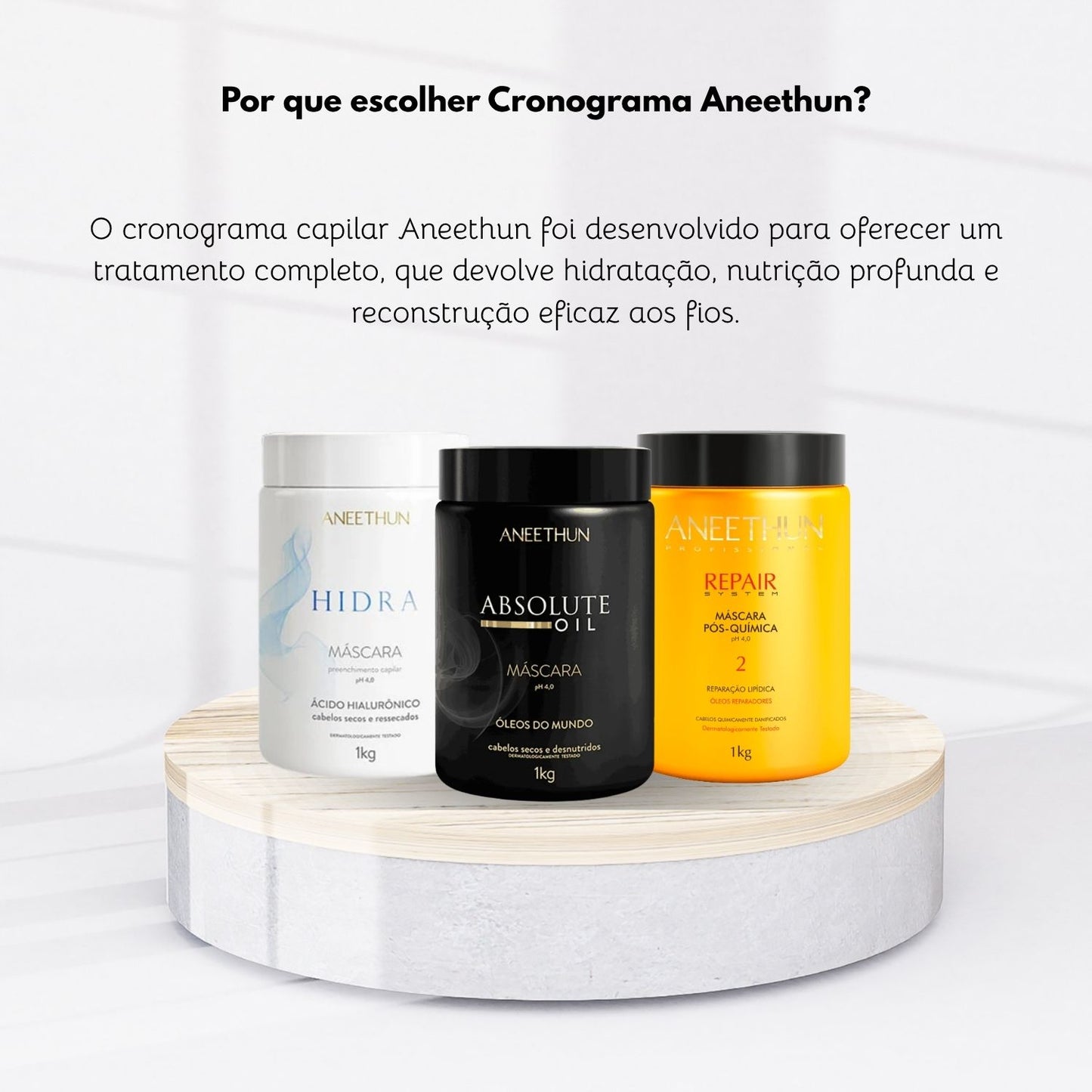 Kit Aneethun Cronograma Capilar  Máscara de Hidratação Nutrição Reconstrução 3 x 1 Kg