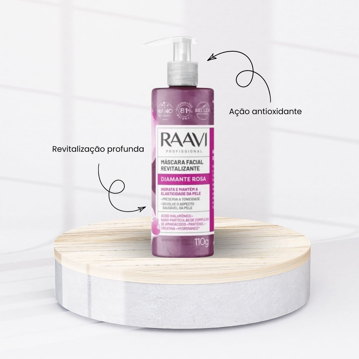Máscara Raavi Facial Diamante Rosa Renovação 110 g