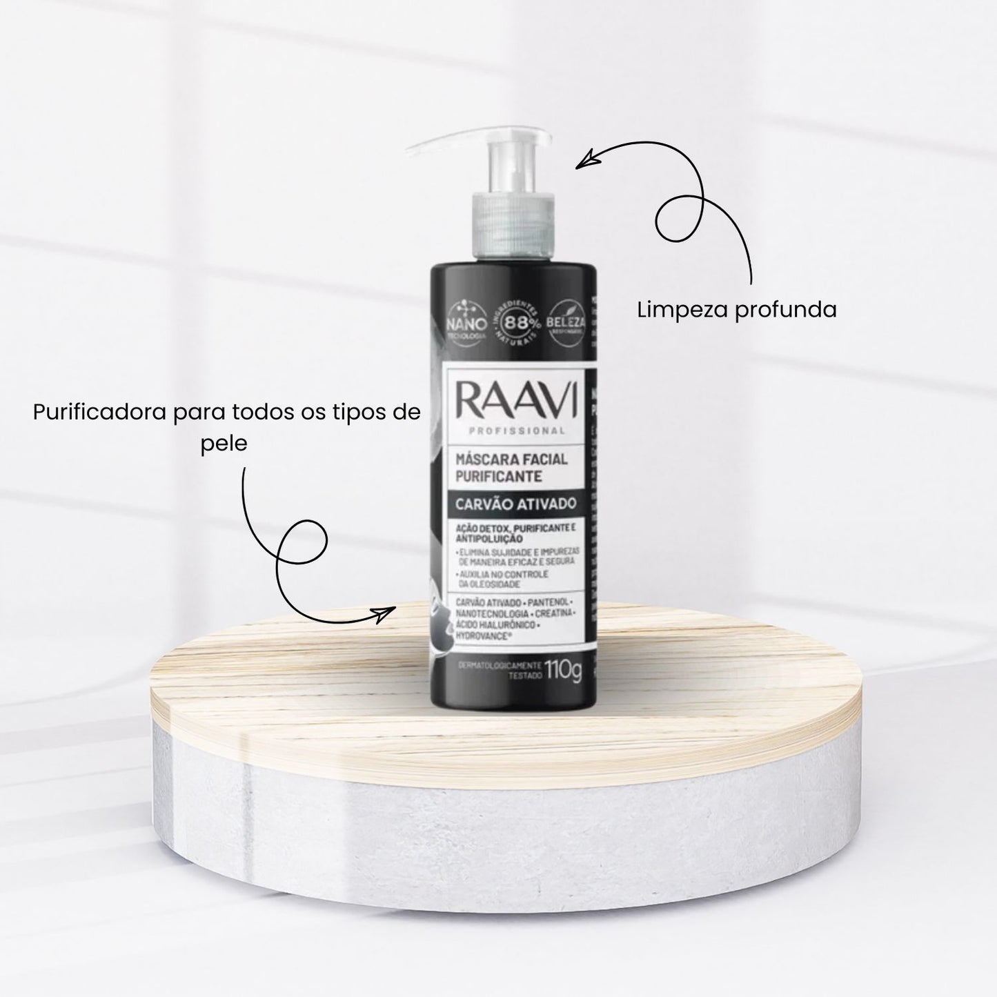 Máscara Raavi Facial Carvão Controle Oleosidade 110 g