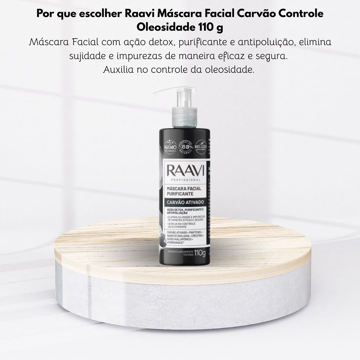 Máscara Raavi Facial Carvão Controle Oleosidade 110 g