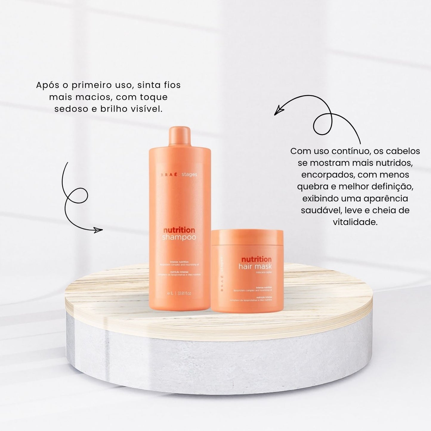Kit Braé Stages Nutrition Shampoo 1 Litro e Máscara 500 g