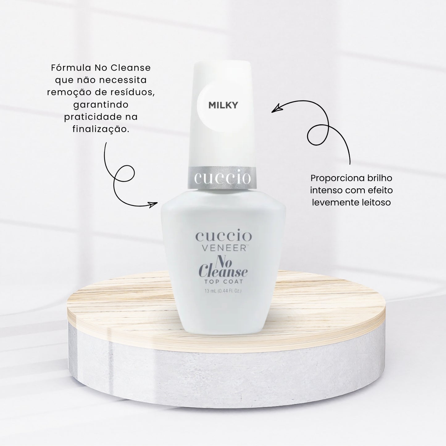 Finalizador Top Coat Cuccio No Cleanse Milky Brilho Intenso 13 ml