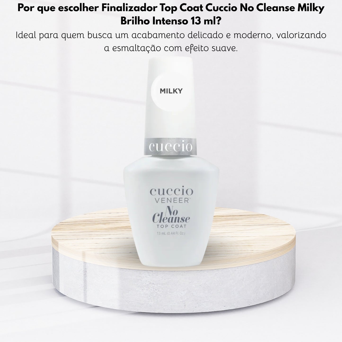 Finalizador Top Coat Cuccio No Cleanse Milky Brilho Intenso 13 ml