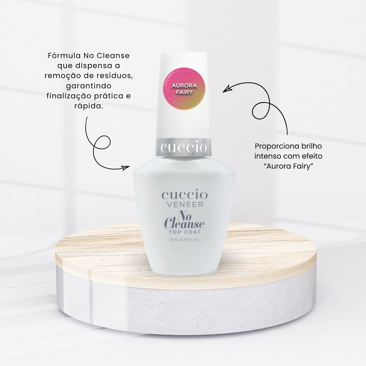 Finalizador Top Coat Cuccio No Cleanse Aurora Fairy Brilho Intenso 13 ml