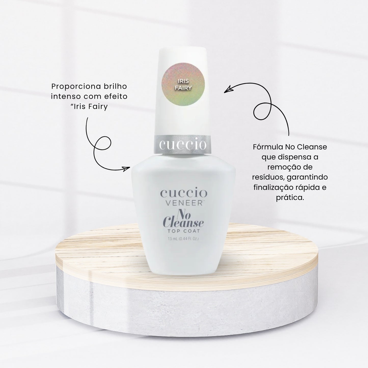 Finalizador Top Coat Cuccio No Cleanse Iris Fairy Brilho Intenso 13 ml