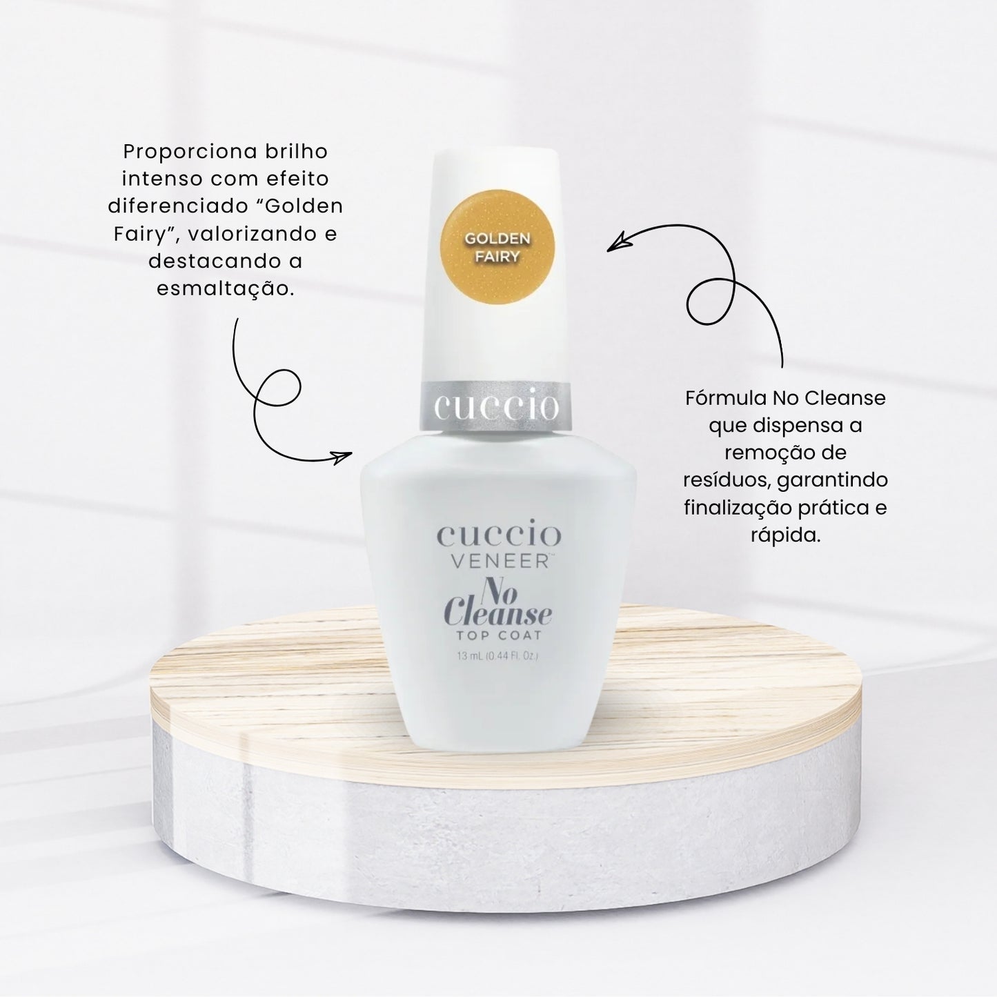Finalizador Top Coat Cuccio No Cleanse Golden Fairy Brilho Intenso 13 ml