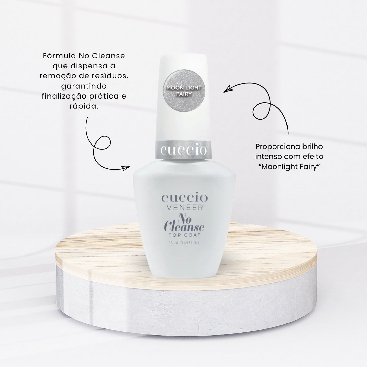 Finalizador Top Coat Cuccio No Cleanse Moonlight Fairy Brilho Intenso 13 ml