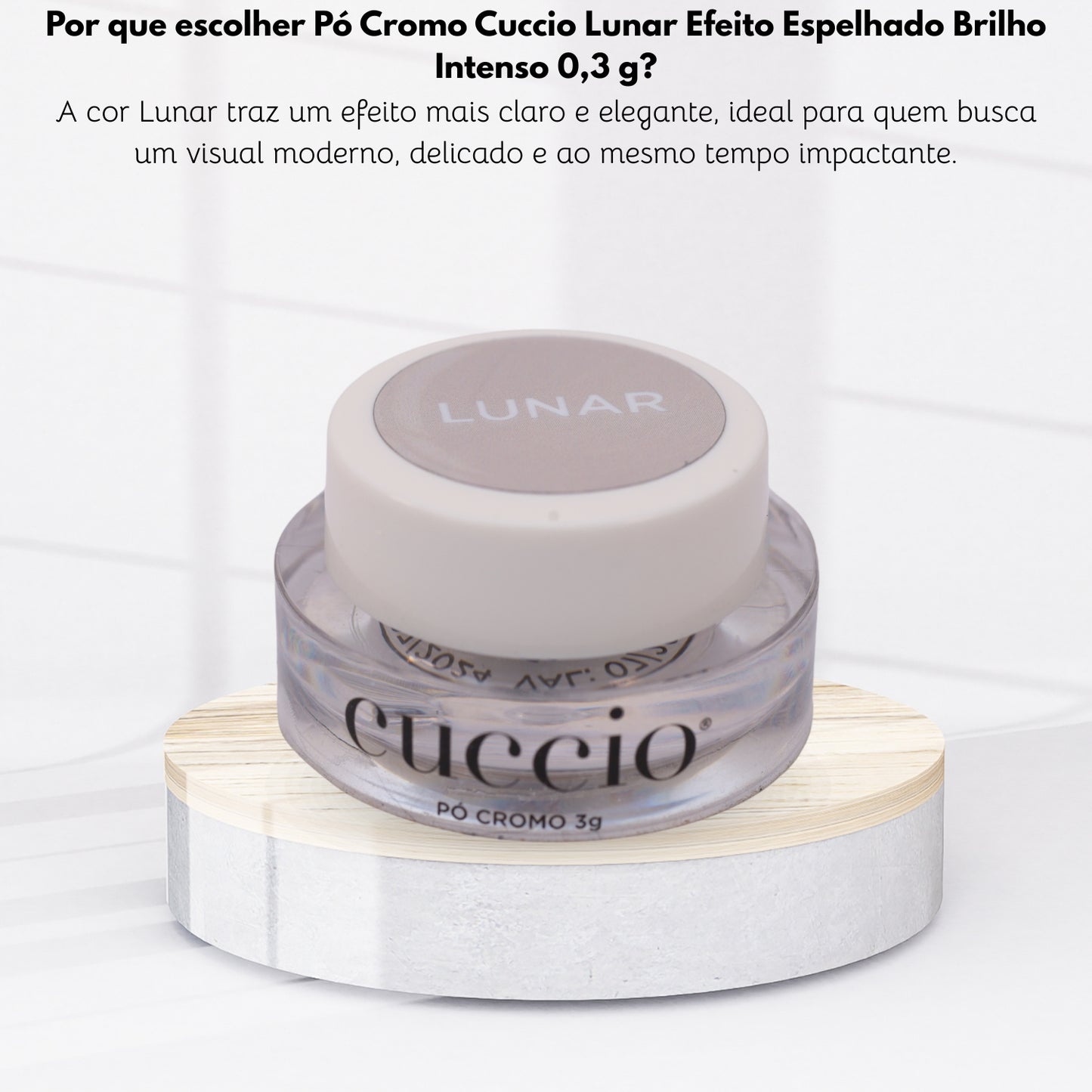 Pó Cromo Cuccio Lunar Efeito Espelhado Brilho Intenso 0,3 g