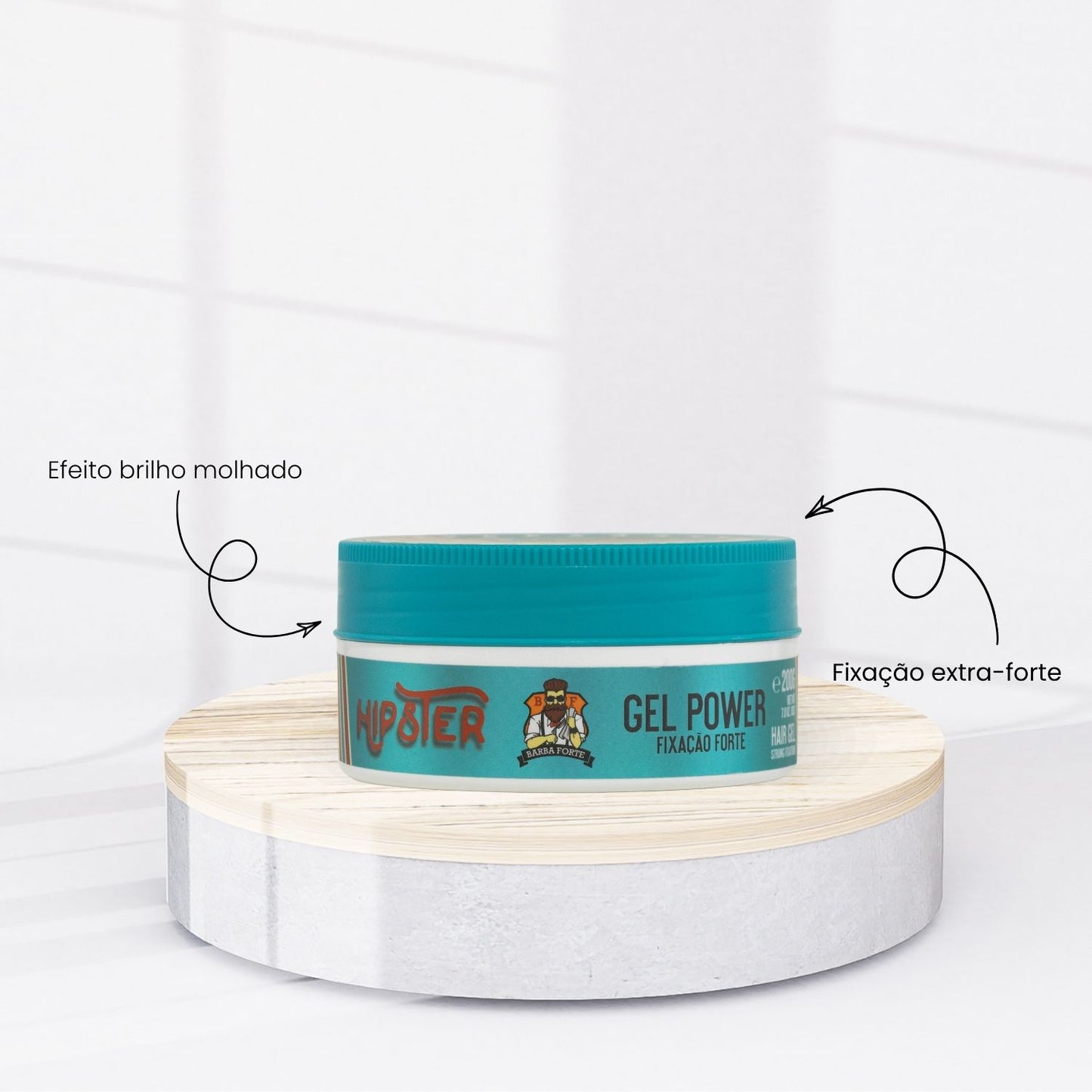 Barba Forte Hipster Gel Power Fixação e Brilho 200 g