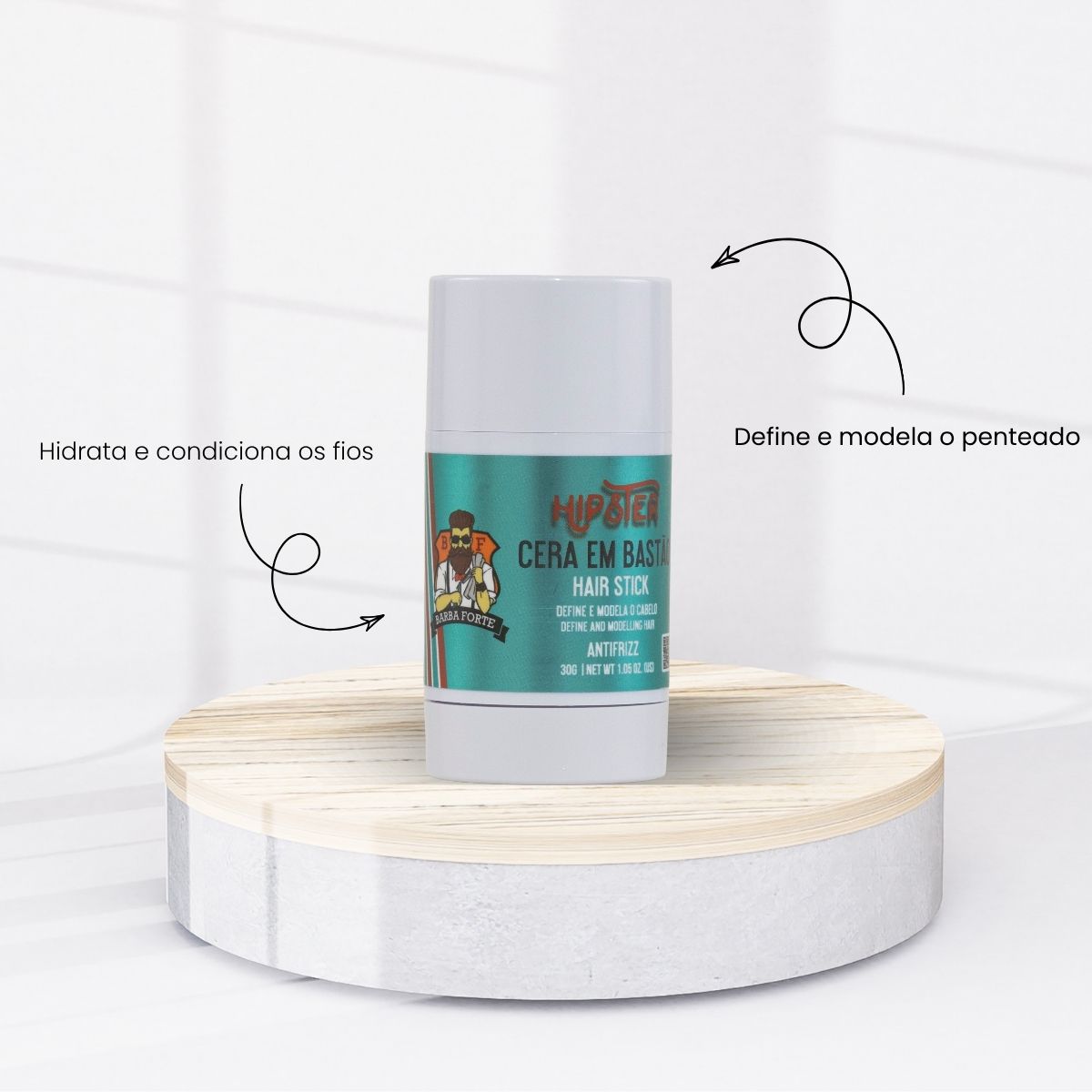 Barba Forte Hipster Cera Bastão Fixação e Controle 30 g