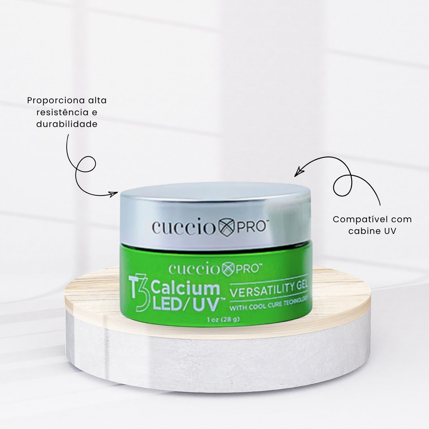 Gel Construtor Cuccio T3 Calcium LED UV Fortalecimento e Estruturação 28 g