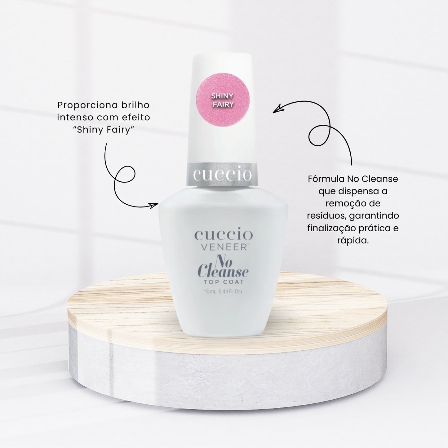 Finalizador Top Coat Cuccio No Cleanse Shiny Fairy Brilho Intenso 13 ml